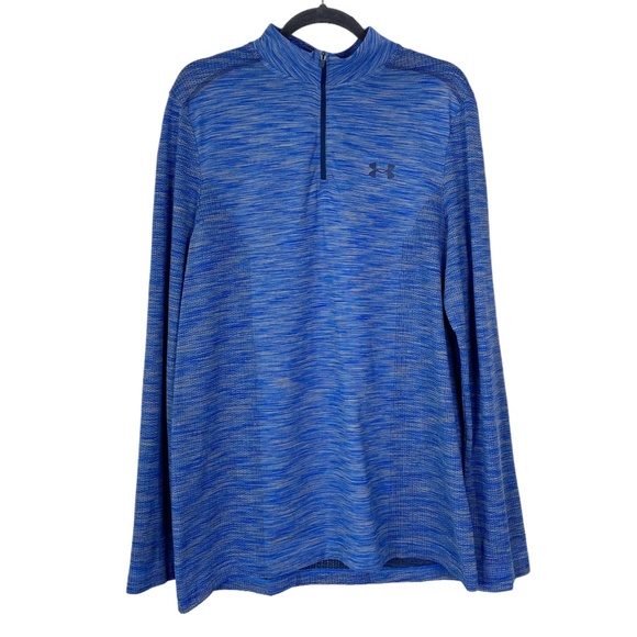Under Armour Threadborne 1/4 Zip Shirt Blue Tan Mens XL Heatgear - Picture 1 of 9